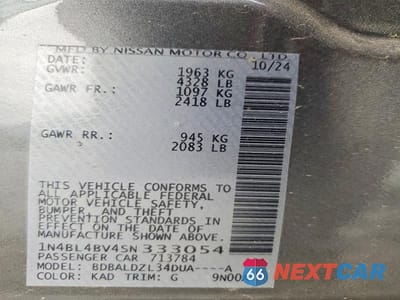 Zdjęcie 12 z 12 samochodu: 2025 NISSAN ALTIMA S VIN:1N4BL4BV4SN333054 - miniatura