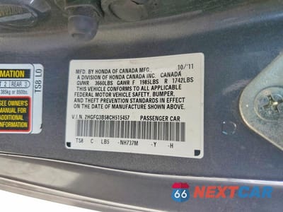 Zdjęcie 12 z 12 samochodu: 2012 HONDA CIVIC LX VIN:2HGFG3B58CH515457 - miniatura