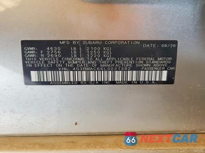 Zdjęcie 12 z 12 samochodu: 2020 SUBARU LEGACY VIN:4S3BWAC66L3031382 - miniatura