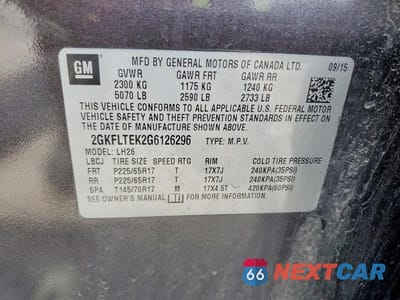Zdjęcie 13 z 13 samochodu: 2016 GMC TERRAIN SLE VIN:2GKFLTEK2G6126296 - miniatura