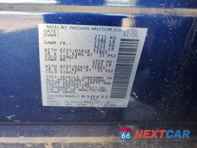 Zdjęcie 13 z 13 samochodu: 2020 NISSAN PATHFINDER SV VIN:5N1DR2BN6LC650431 - miniatura