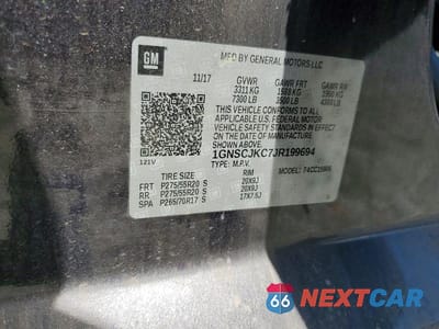 Zdjęcie 14 z 14 samochodu: 2018 CHEVROLET SUBURBAN C1500 PREMIER VIN:1GNSCJKC7JR199694 - miniatura