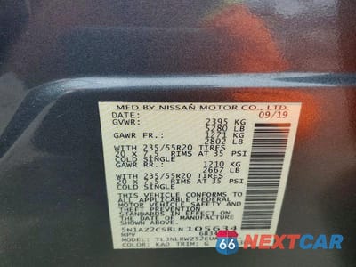 Zdjęcie 13 z 13 samochodu: 2020 NISSAN MURANO SL VIN:5N1AZ2CS8LN105634 - miniatura