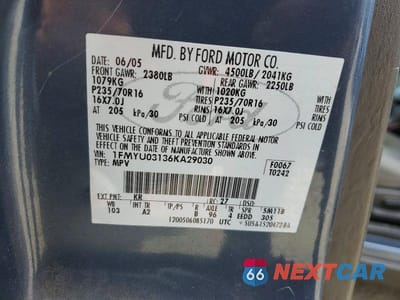 Zdjęcie 13 z 13 samochodu: 2006 FORD ESCAPE 4D XLT VIN:1FMYU03136KA29030 - miniatura
