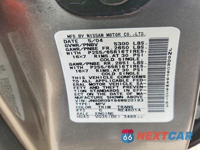 Zdjęcie 14 z 14 samochodu: 2004 NISSAN PATHFINDER SE VIN:JN8DR09Y94W920183 - miniatura