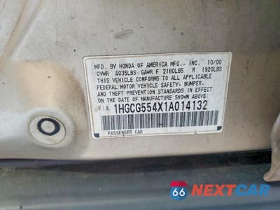 Zdjęcie 13 z 13 samochodu: 2001 HONDA ACCORD LX VIN:1HGCG554X1A014132 - miniatura