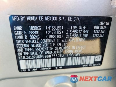 Zdjęcie 13 z 13 samochodu: 2016 HONDA HR-V EX VIN:3CZRU6H59GM758063 - miniatura