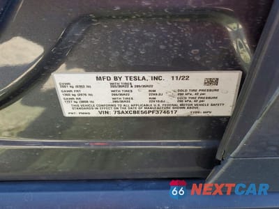 Zdjęcie 12 z 12 samochodu: 2023 TESLA MODEL X VIN:7SAXCBE56PF374617 - miniatura
