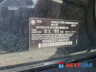 Zdjęcie 12 z 12 samochodu: 2016 BMW 328 I SULEV VIN:WBA8E9G51GNU29541 - miniatura