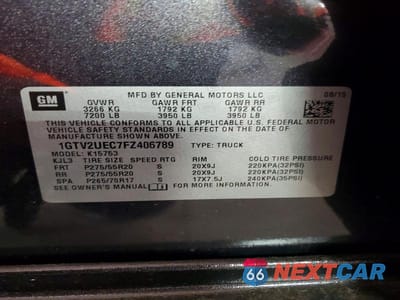 Zdjęcie 12 z 12 samochodu: 2015 GMC SIERRA K1500 SLE VIN:1GTV2UEC7FZ406789 - miniatura