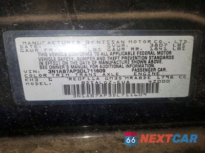 Zdjęcie 12 z 12 samochodu: 2013 NISSAN SENTRA S VIN:3N1AB7AP3DL711609 - miniatura