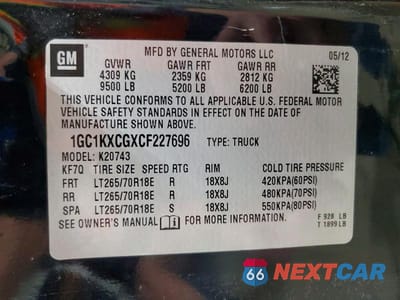 Zdjęcie 13 z 13 samochodu: 2012 CHEVROLET SILVERADO K2500 HEAVY DUTY LT VIN:1GC1KXCGXCF227696 - miniatura