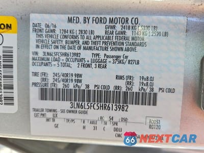 Zdjęcie 12 z 12 samochodu: 2017 LINCOLN MKZ RESERVE VIN:3LN6L5FC5HR613982 - miniatura