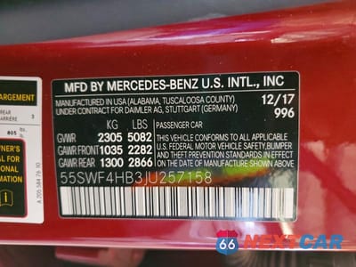 Zdjęcie 12 z 12 samochodu: 2018 MERCEDES-BENZ C 350E VIN:55SWF4HB3JU257158 - miniatura