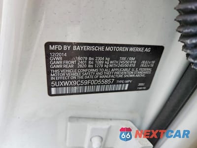 Zdjęcie 14 z 14 samochodu: 2015 BMW X3 XDRIVE28I VIN:5UXWX9C59F0D55857 - miniatura