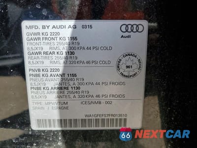 Zdjęcie 13 z 13 samochodu: 2015 AUDI Q3 PRESTIGE VIN:WA1GFEFS7FR013510 - miniatura