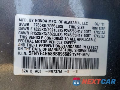 Zdjęcie 13 z 13 samochodu: 2011 HONDA PILOT EXL VIN:5FNYF4H68BB096689 - miniatura