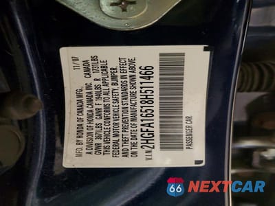Zdjęcie 12 z 12 samochodu: 2008 HONDA CIVIC LX VIN:2HGFA16518H511466 - miniatura