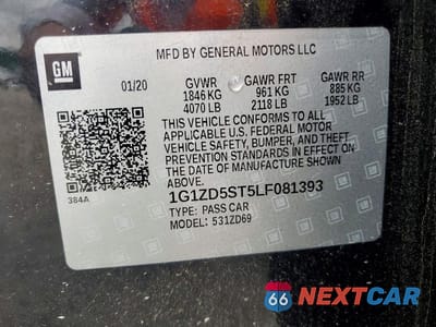Zdjęcie 12 z 12 samochodu: 2020 CHEVROLET MALIBU LT VIN:1G1ZD5ST5LF081393 - miniatura