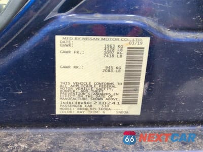 Zdjęcie 12 z 12 samochodu: 2019 NISSAN ALTIMA S VIN:1N4BL4BV8KC210241 - miniatura