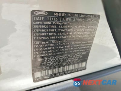 Zdjęcie 14 z 14 samochodu: 2017 LAND ROVER RANGE ROVER SUPERCHARGED VIN:SALGS2FE9HA322545 - miniatura
