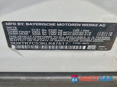 Zdjęcie 13 z 13 samochodu: 2019 BMW X3 XDRIVE30I VIN:5UXTR7C53KLR47617 - miniatura