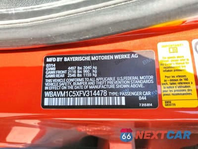 Zdjęcie 13 z 13 samochodu: 2015 BMW X1 SDRIVE28I VIN:WBAVM1C5XFV314478 - miniatura