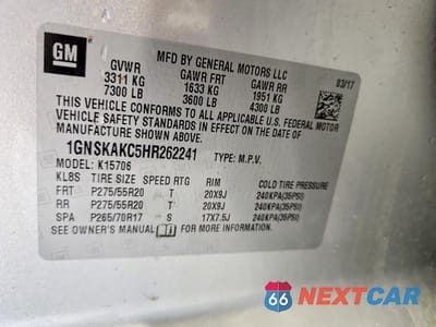 Zdjęcie 13 z 13 samochodu: 2017 CHEVROLET TAHOE K1500 LS VIN:1GNSKAKC5HR262241 - miniatura