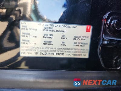 Zdjęcie 12 z 12 samochodu: 2014 TESLA MODEL S VIN:5YJSA1H16EFP37530 - miniatura