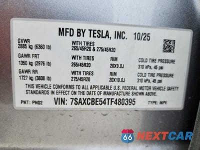 Zdjęcie 13 z 13 samochodu: 2026 TESLA MODEL X VIN:7SAXCBE54TF480395 - miniatura