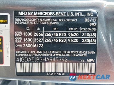Zdjęcie 12 z 12 samochodu: 2017 MERCEDES-BENZ GLE 350 VIN:4JGDA5JB3HA945392 - miniatura