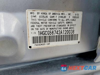 Zdjęcie 12 z 12 samochodu: 2002 HONDA ACCORD SE VIN:1HGCG56742A120036 - miniatura