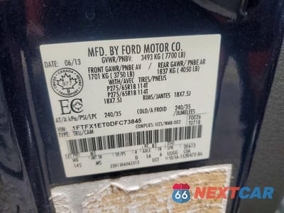 Zdjęcie 12 z 12 samochodu: 2013 FORD F150 SUPER CAB VIN:1FTFX1ET0DFC73845 - miniatura