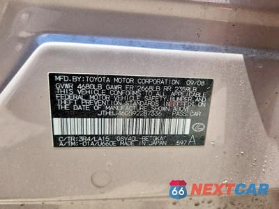 Zdjęcie 12 z 12 samochodu: 2009 LEXUS ES 350 VIN:JTHBJ46G592287336 - miniatura