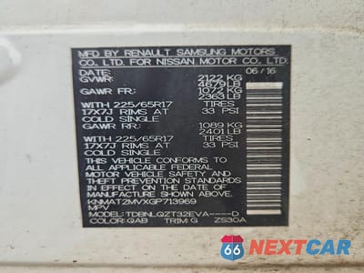 Zdjęcie 14 z 14 samochodu: 2016 NISSAN ROGUE SV VIN:KNMAT2MVXGP713969 - miniatura