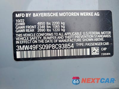 Zdjęcie 13 z 13 samochodu: 2023 BMW M340I VIN:3MW49FS09P8C93854 - miniatura