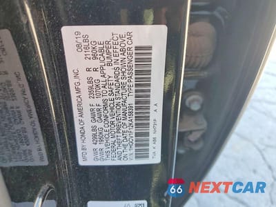 Zdjęcie 12 z 12 samochodu: 2019 HONDA ACCORD LX VIN:1HGCV1F12KA158391 - miniatura