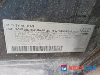 Zdjęcie 12 z 12 samochodu: 2009 AUDI A4 PREMIUM PLUS VIN:WAUGF78K99A071794 - miniatura