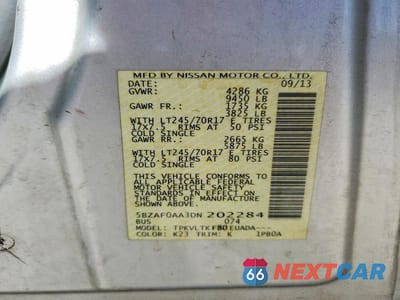 Zdjęcie 13 z 13 samochodu: 2013 NISSAN NV 3500 HD S VIN:5BZAF0AA3DN202284 - miniatura