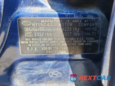 Zdjęcie 13 z 13 samochodu: 2004 HYUNDAI SONATA GLS VIN:KMHWF35H74A003871 - miniatura