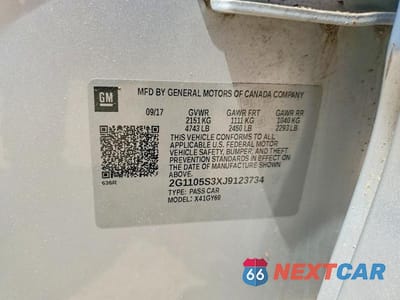 Zdjęcie 12 z 12 samochodu: 2018 CHEVROLET IMPALA LT VIN:2G1105S3XJ9123734 - miniatura