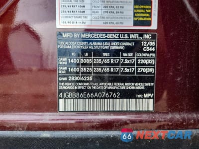 Zdjęcie 13 z 13 samochodu: 2006 MERCEDES-BENZ ML 350 VIN:4JGBB86E66A076762 - miniatura