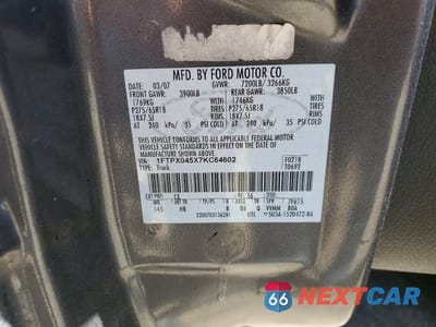 Zdjęcie 12 z 12 samochodu: 2007 FORD F150 VIN:1FTPX045X7KC64602 - miniatura