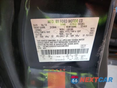 Zdjęcie 12 z 12 samochodu: 2010 FORD ESCAPE XLT VIN:1FMCU0DG7AKD40353 - miniatura