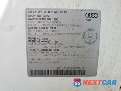 Zdjęcie 13 z 13 samochodu: 2013 AUDI Q5 PREMIUM PLUS VIN:WA1LFCFP3DA079918 - miniatura