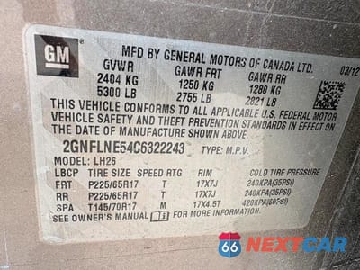 Zdjęcie 10 z 11 samochodu: 2012 CHEVROLET EQUINOX LT VIN:2GNFLNE54C6322243 - miniatura