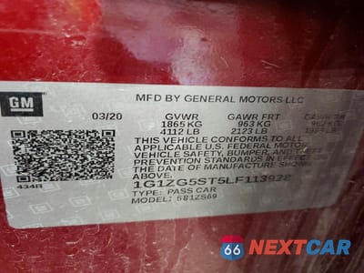 Zdjęcie 13 z 13 samochodu: 2020 CHEVROLET MALIBU RS VIN:1G1ZG5ST5LF113928 - miniatura