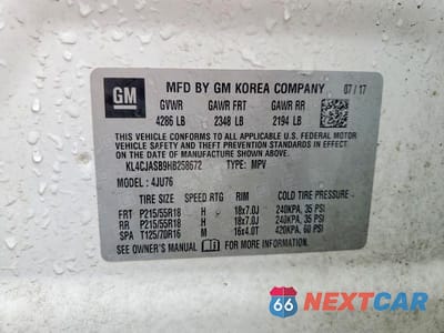 Zdjęcie 13 z 13 samochodu: 2017 BUICK ENCORE PREFERRED VIN:KL4CJASB9HB258672 - miniatura