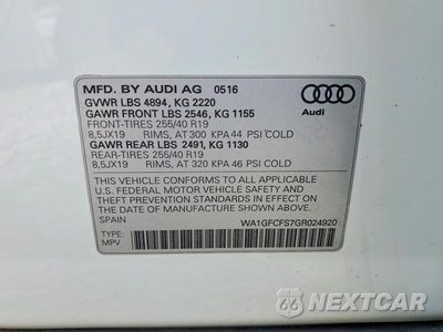Zdjęcie 14 z 14 samochodu: 2016 AUDI Q3 PRESTIGE VIN:WA1GFCFS7GR024920 - miniatura