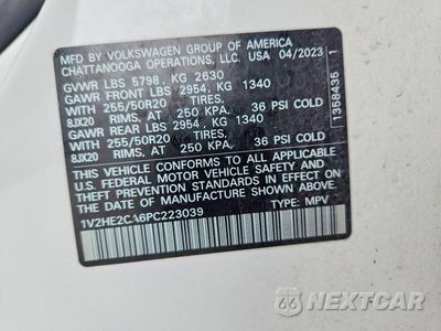 Zdjęcie 14 z 14 samochodu: 2023 VOLKSWAGEN ATLAS CROSS SPORT SE VIN:1V2HE2CA6PC223039 - miniatura